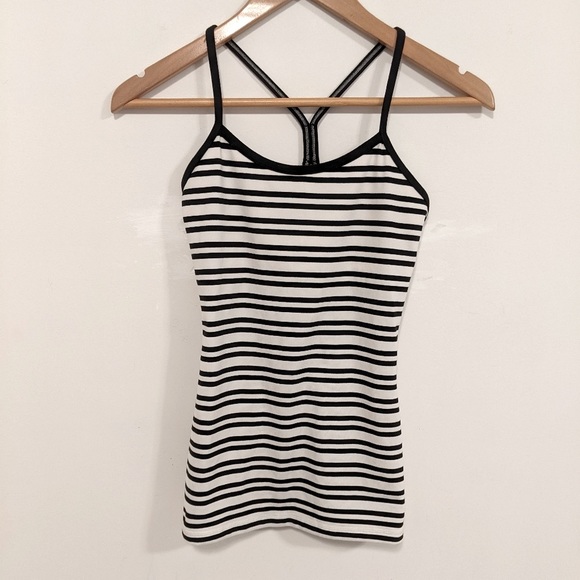 Lululemon Power Y Tank *Luon Light Twin Stripe Black/Black 4 - Picture 9 of 16